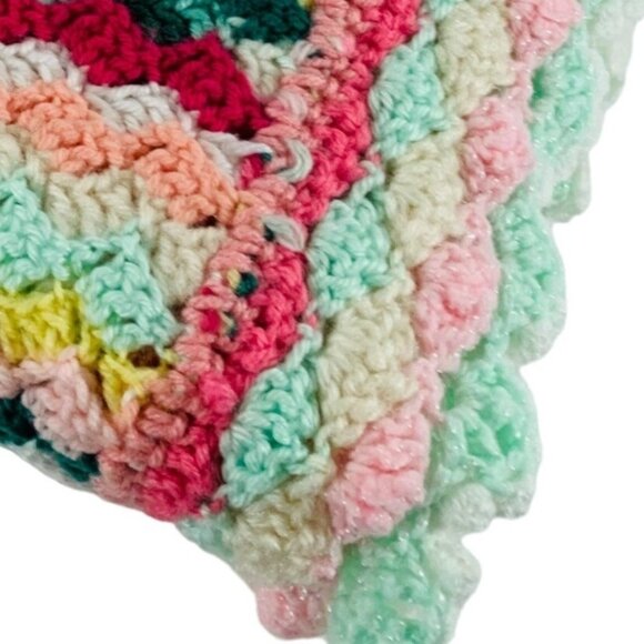 Candy Land Crochet Blanket Afghan Stacking Shells Border Stripes 40"x31" Baby - Picture 7 of 7